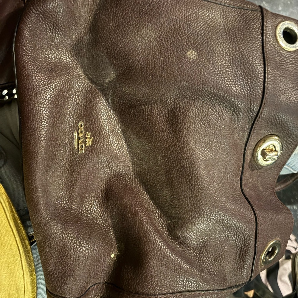 Coach Brown Leather Backpack with Metallic Hardware